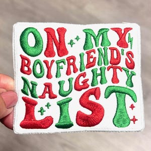 Naughty List Embroidered Christmas Patch, Iron-On Applique