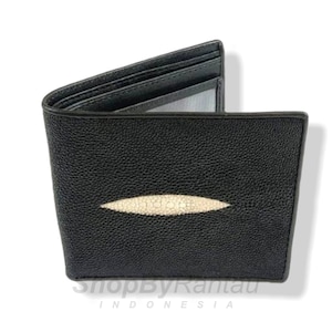 Luxe herenportemonnee van echt zwart Stingray-leer Black Diamond