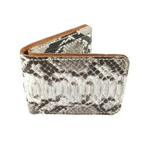 Echtes Echt Python Schlangenhaut Leder Bifold Handgefertigte Brieftasche mit Rindsleder