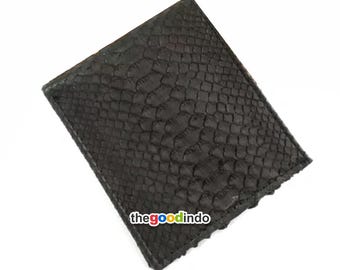 Echtes Echt Python Schlangenhaut Leder Bifold Handgefertigte Brieftasche Schwarz Farbe Photo Slot