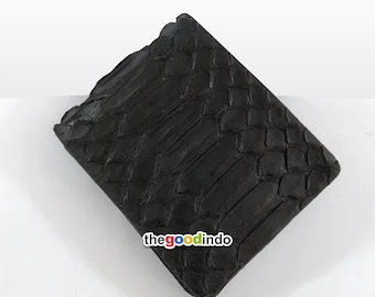 Echtes Echt Python Schlangenhaut Leder Bifold Handgefertigte Brieftasche Schwarz Farbe