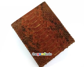 Echtes Real Python Schlangenhautleder Bifold handgefertigte Brieftasche Braune Farbe