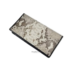 Echte echte Python Schlangenhaut Leder Lange Bifold handgefertigte Brieftasche