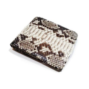 Cartera plegable hecha a mano de piel de serpiente pitón auténtica