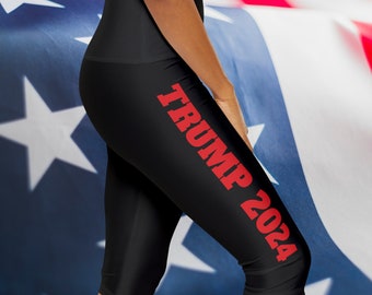 Trump 2024 Black and Red Womens Yoga Triangle gusset Athletic Capri Leggings