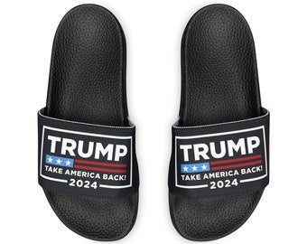 Damen Trump 2024 Take America Back Bequeme PU Slide Sandalen