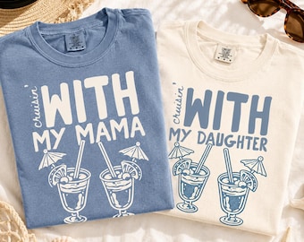 Mother Daughter Cruise Shirts Matching Family Vacation Shirts Coastal Cruise Tee Mommy and Me Beach Trip Shirt Girls Cruise Outfit Sipping