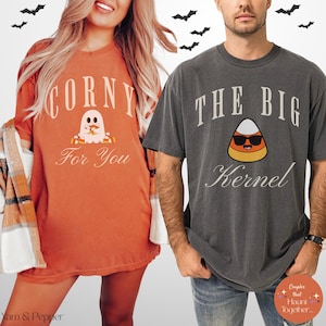 Passende Halloween Paare Shirts Lustige Candy Corn Herbst Tees Niedlicher Herbst Sein und Ihr Outfit 2025 Niedlicher Geist-Halloween-T-Shirt Unisex-T-Shirt