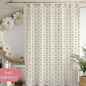 Floral Rosa Duschvorhänge Elegante Badezimmer Dekor Botanische Blüten Wohnaccessoires Feminine Duschvorhang Floral Badezimmer Vorhang Bad