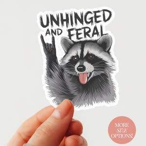 Sticker raton laveur sauvage et déséquilibré Décor avant-gardiste Sticker pour ordinateur portable cadeau pour les amoureux des animaux Esthétique punk accessoires amusants humour sarcastique cadeau vinyle