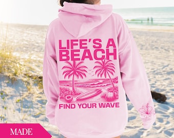 Oversized Beach Hoodie for Women Sweatshirt Vacation Hooded Top Weekend Wear Shirt Lounge Pullover Summer Sweater Cozy Hoodie Surfer Girl