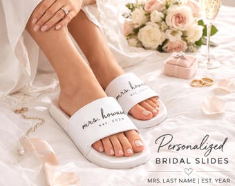 Sandalia de luna de miel, regalo de luna de miel personalizado para recién casados, regalo para novia, regalo de despedida de soltera, regalo de despedida de soltera, tobogán de novia, atuendo de novia