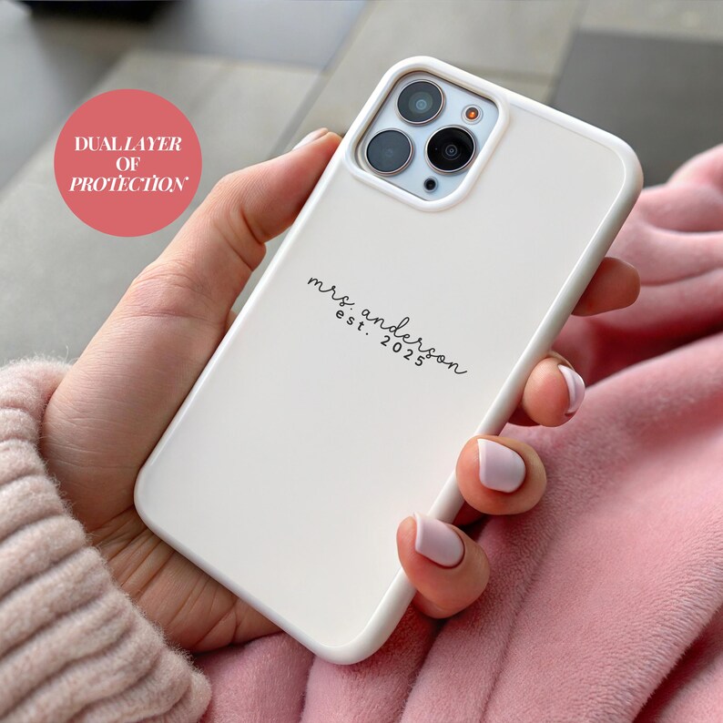 Personalized Mrs Phone Case Custom Wedding Gift Bride Phone Accessory Newlywed Gift Idea Wedding Date Phone Case Marriage Celebration Gift Bridal Shower Present Engagement Gift