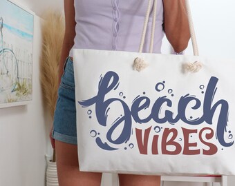 Beach Vibes Bag,Beach Bag,Weekender Bag,Tote Bag,Cute Beach Bag,Gift for Girlfriend,Beach Tote,Summer Gift,Travel Bag,Vacation Bag,Trip Tote