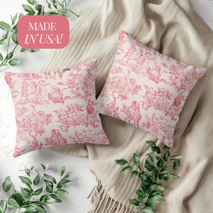 Toile Francaise Red Antique Inspired Pillow Soft Cushion Home Decor Throw Pillow Accent Pillow Living Room Decor Vintage Inspired Design