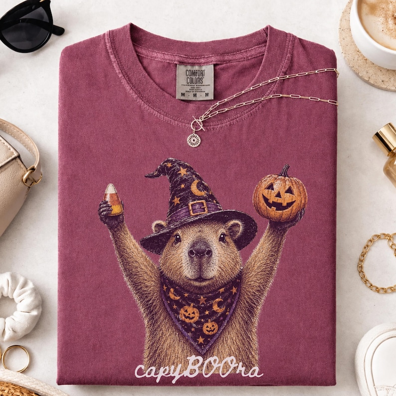 Capybara Halloween Shirt Witch Capybara Tee Cute Spooky Season Shirt Funny Fall Comfort Colors Tee CapyBOOra Capybara Halloween Tee TShirt CapyBOOra Shirt