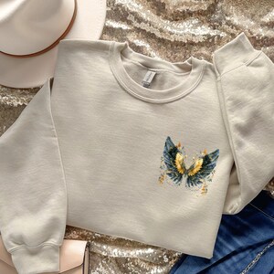 Boho Sweatshirt for Women Hoodies Cozy Clothing Loungewear Comfy Wear Whimsical Cottage core Shirt Angel Wings Design