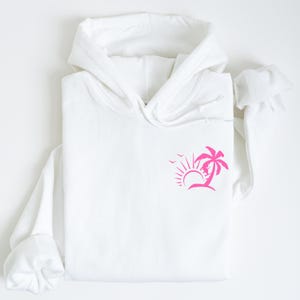 Oversized Beach Hoodie for Girls Coastal Hoodie Summer Beach Sweatshirt Comfy Surf Hoodie Girls Coastal Cowgirl Sweatshirt Vacation Hoodie Ocean Air Clear Mind turtle hoodie | pink tropical palm design