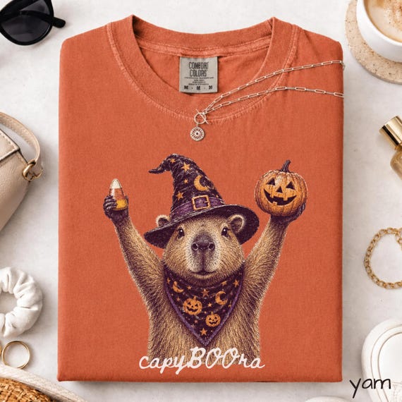 Capybara Halloween Shirt Witch Capybara Tee Cute Spooky Season Shirt Funny Fall Comfort Colors Tee CapyBOOra Capybara Halloween Tee TShirt