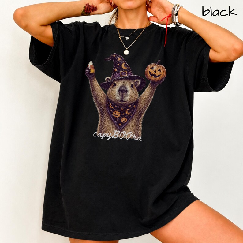 Capybara Halloween Shirt Witch Capybara Tee Cute Spooky Season Shirt Funny Fall Comfort Colors Tee CapyBOOra Capybara Halloween Tee TShirt CapyBOOra Shirt