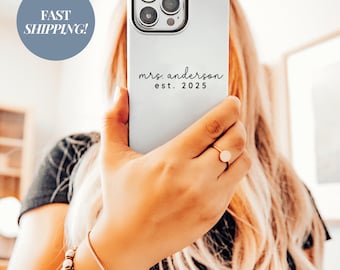 Bride Phone Case Customizable Smartphone Wedding Keepsake New Last Name Gift iPhone Samsung Google Pixel Personalized Mrs Wedding Date Cover