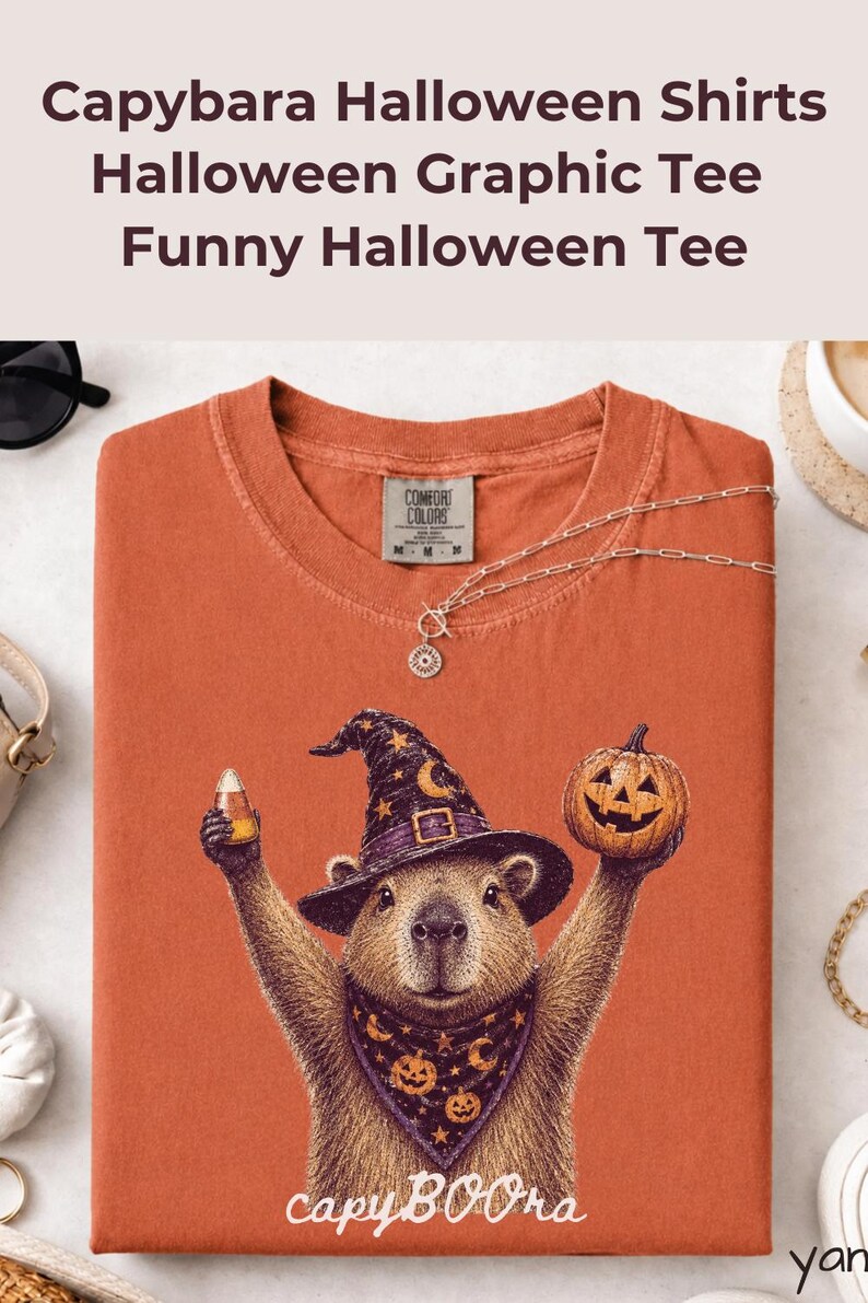 Capybara Halloween Shirt Witch Capybara Tee Cute Spooky Season Shirt Funny Fall Comfort Colors Tee CapyBOOra Capybara Halloween Tee TShirt CapyBOOra Shirt