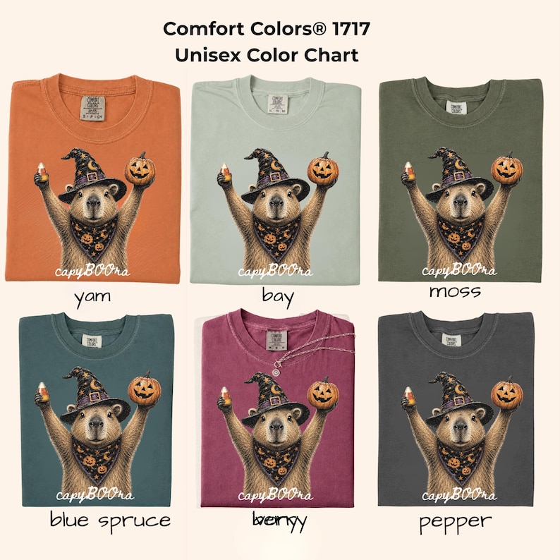Capybara Halloween Shirt Witch Capybara Tee Cute Spooky Season Shirt Funny Fall Comfort Colors Tee CapyBOOra Capybara Halloween Tee TShirt image 8