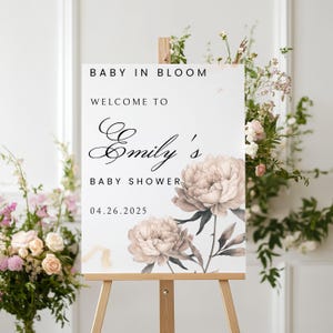 Baby in Bloom Baby Shower Sign Personalized Baby Shower Welcome Sign Floral Decor Sign Welcome Baby Shower Sign Girl Baby Shower Decor Sign
