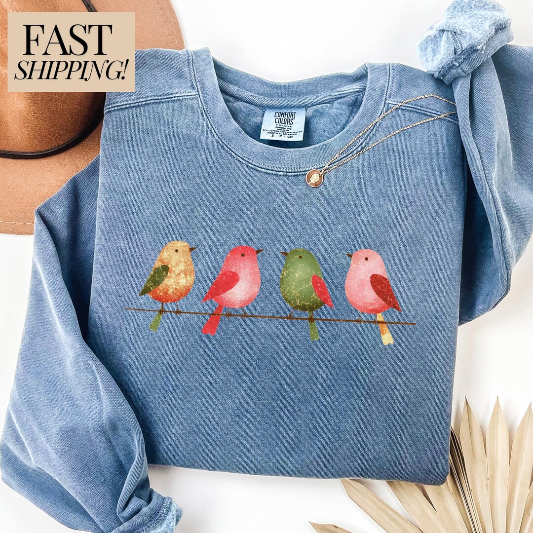 Birds and Flowers Print Home Long-sleeved Two-piece Set