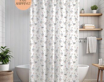 Geese Shower Curtain Farmhouse Bathroom Decor Animal Lover Gift Rustic Bathroom Accessories Wildlife Bathroom Decor Quirky Goose Spring Bath