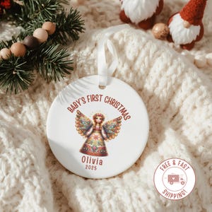 Babys First Christmas Ornament Personalized Name and Year Ornament Custom Baby Keepsake Newborn Gift 2025 Christmas Ornament