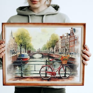 Amsterdam Watercolor Print, Europe Art Print, Travel Print, Travel Poster, Housewarming Gift image 4