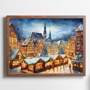 Bamberg Christmas Market, Christmas in Medieval Village Print, Weihnachtsmarkt Print, Christkindlmarkt Print, German Christmas Market