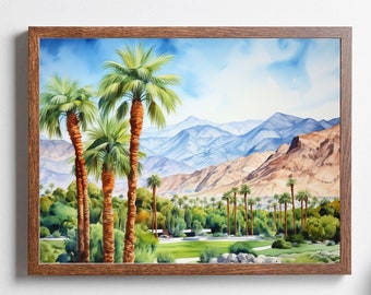 Palm Springs Watercolor Art Print, California Travel Poster