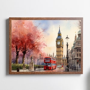 Watercolor London Print, London Big Ben Print, England Travel Print, Watercolor London, Europe Travel Print, Housewarming, Gift Idea, UK