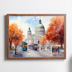 Vienna Watercolor Print, Vienna in Autumn, Wien Print, Austria Print, Europe Travel, Wall Art, Housewarming Gift, Home Decor, Wall Art