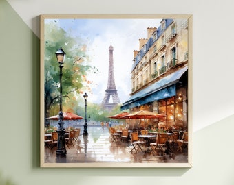 Eiffel Tower Watercolor Wall Art, Paris, Unframed or Framed