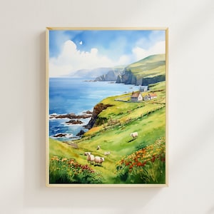 Dingle Peninsula Watercolor Print, Ireland Travel Print, Coastal Art Print, Europe Travel, Wall Art, Housewarming Gift