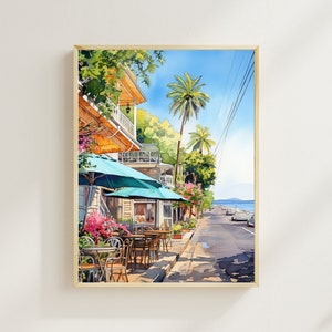 Lahaina - Maui Island Art Print, Watercolor Hawaii Print, Tropical Land, Housewarming Gift, Wall Decor, Wall Art