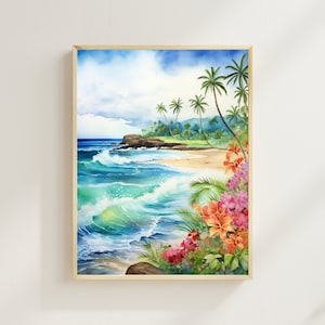 Maui Coastal Print, Hawaii Watercolor Print, Hawaii Artwork, Travel Print, Wall Art, Wall Decor