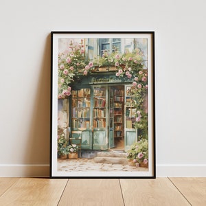 Gicléeprint Franse boekwinkel, vintage muurkunst boekwinkel
