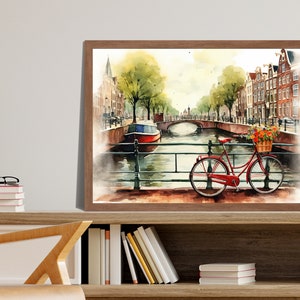 Amsterdam Watercolor Print, Europe Art Print, Travel Print, Travel Poster, Housewarming Gift image 2