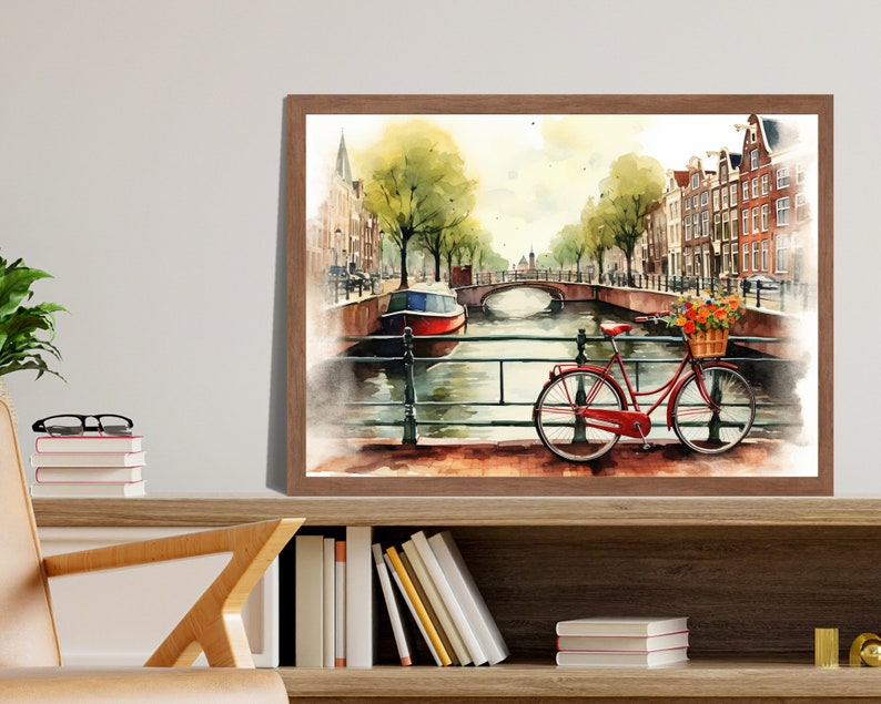 Amsterdam Watercolor Print, Europe Art Print, Travel Print, Travel Poster, Housewarming Gift image 2