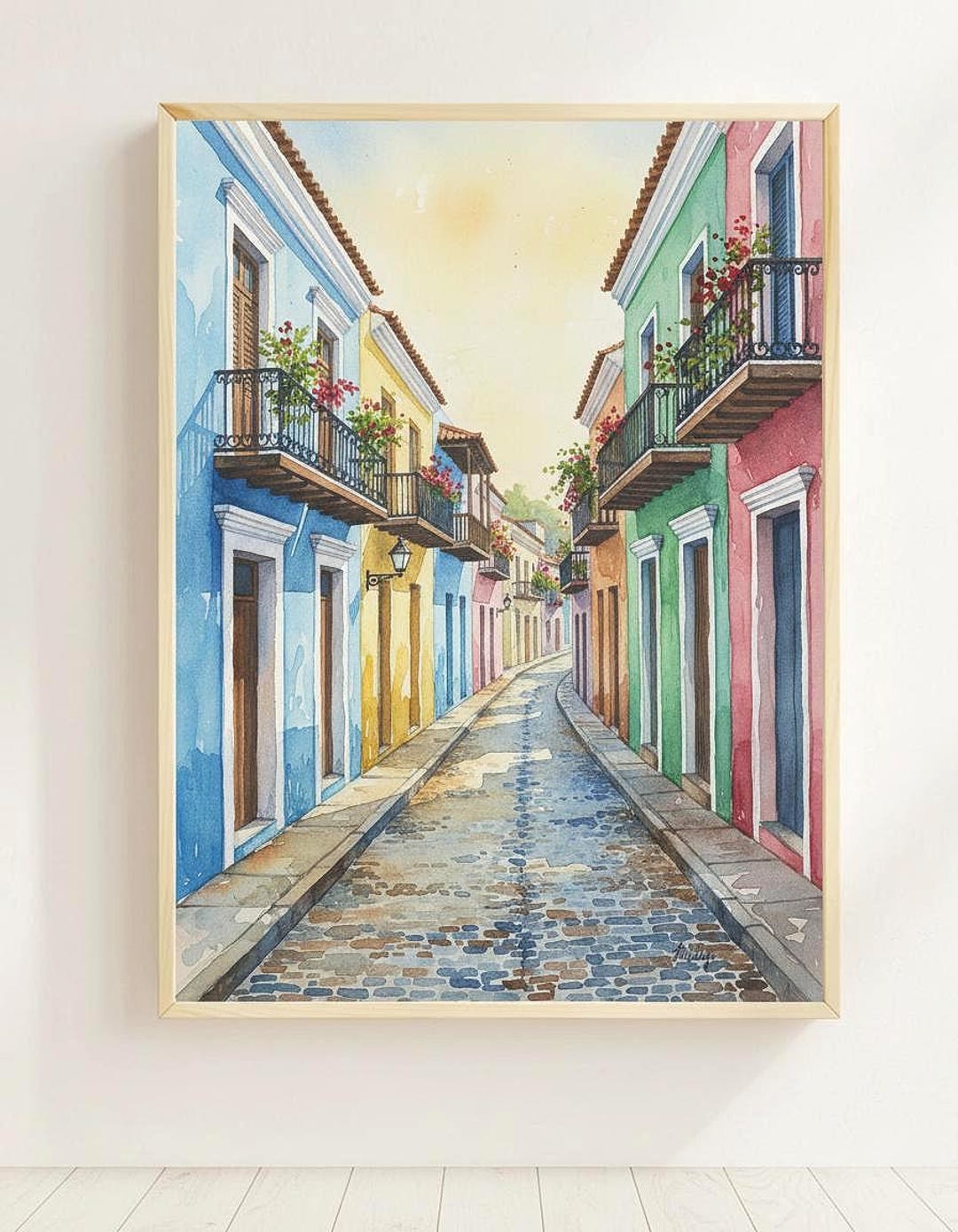 Old San Juan Watercolor Print | Puerto Rico Colonial Architecture