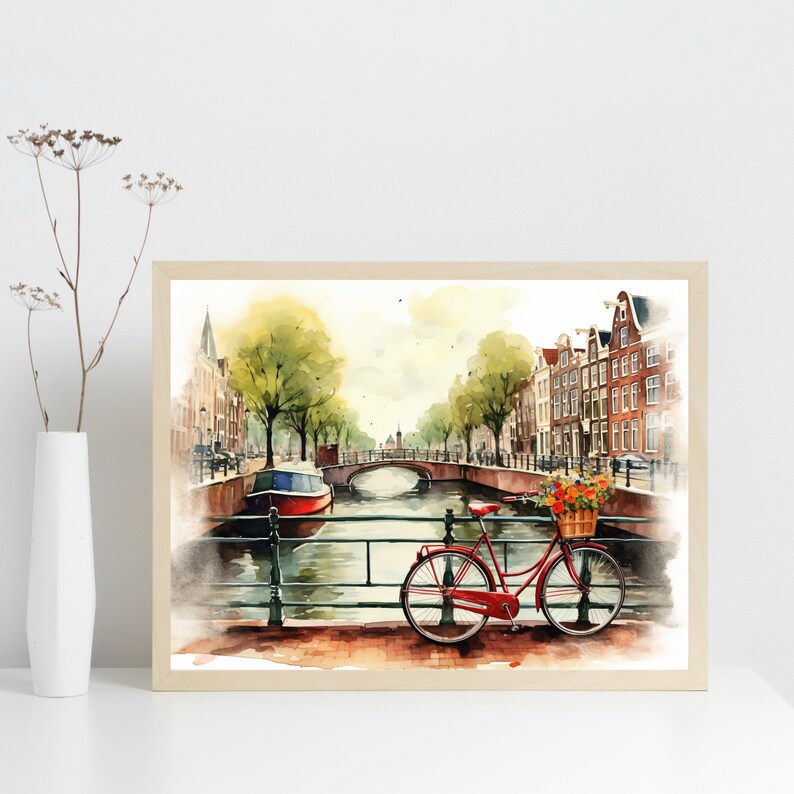 Amsterdam Watercolor Print, Europe Art Print, Travel Print, Travel Poster, Housewarming Gift image 6