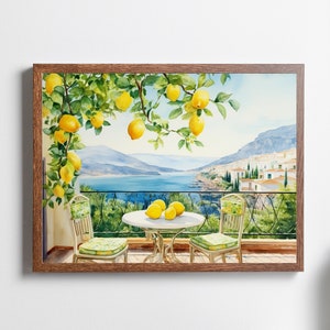 Capri Lemon Tree Watercolor Giclée Print, Italy Coastal View