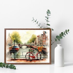 Amsterdam Watercolor Print, Europe Art Print, Travel Print, Travel Poster, Housewarming Gift image 3