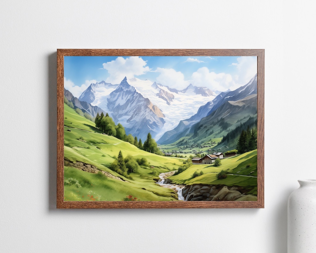 Switzerland Watercolor Swiss Alps Wall Art Alpine Mountain Switzerland Countryside Apls In Switzerland Watercolor Swiss Alps Wall Art Alpine Mountain Switzerland Countryside Apls In