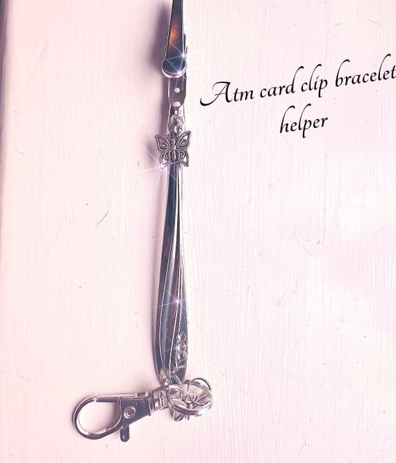 ATM Card Clips spoon ,Vintage Silverware,Handy Multiuse Tool Long Nail Helper, Alligator Clip - nail protector tool Unique Gift Idea