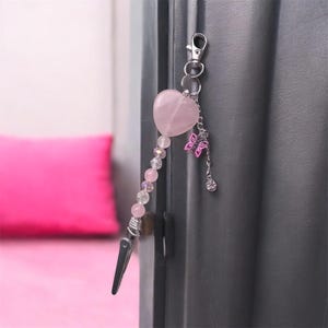 Pince pour carte de distributeur automatique de billets, coeur en quartz rose rose, longue pince pour carte à ongles, extracteur de carte de crédit, outil de protection pour les ongles, pinces pour cartes de crédit, breloque papillon